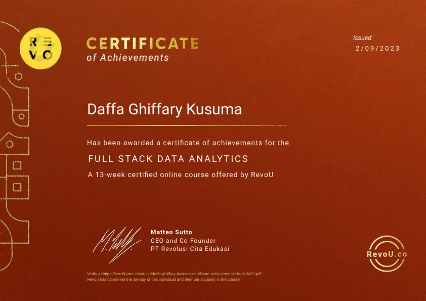 Full Stack Data Analytics Certificate