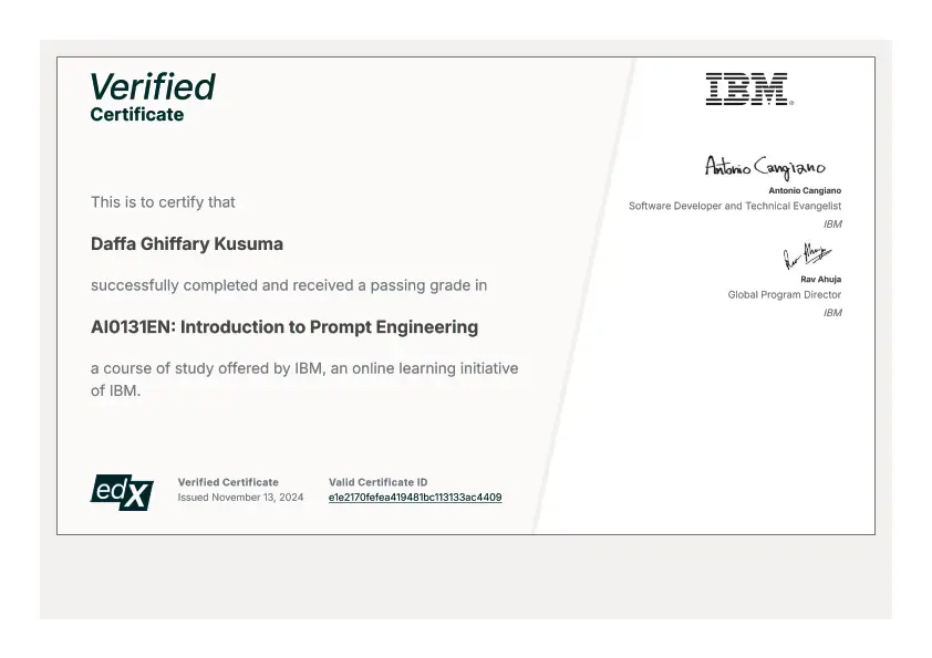 Prompt Engineering Certificate